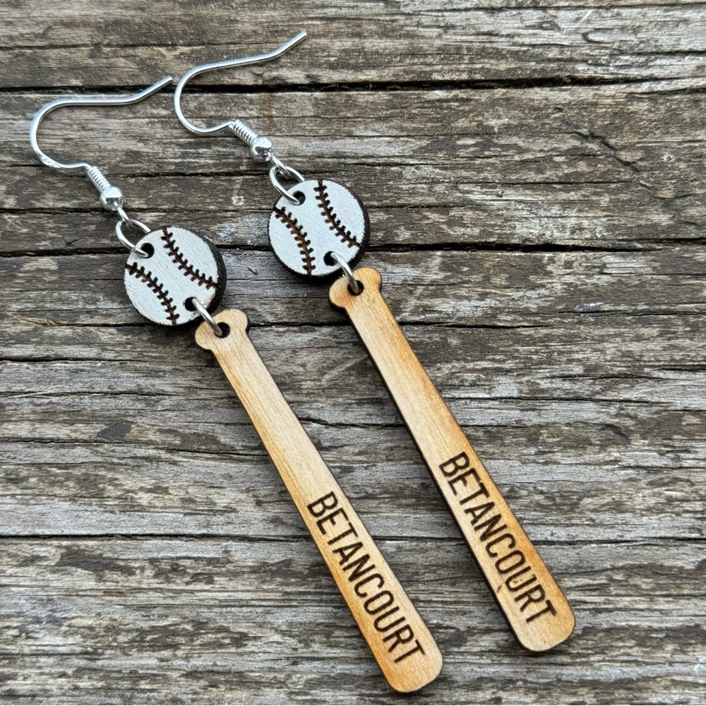 Baseball Earrings (Engraved with Your Name/Number)